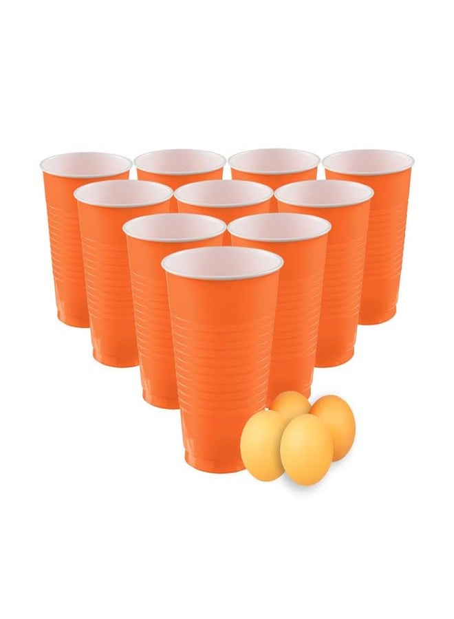 Selibration مجموعة سيليبريشن (50 كوبًا برتقاليًا للعبة بونغ، أكواب بلاستيكية ملونة قابلة لإعادة الاستخدام مع كرات، مثالية لحفلات العزوبية وحفلات الكوكتيل، زجاج قوي قابل لإعادة الاستخدام | 4 كرات متضمنة) - Image 1